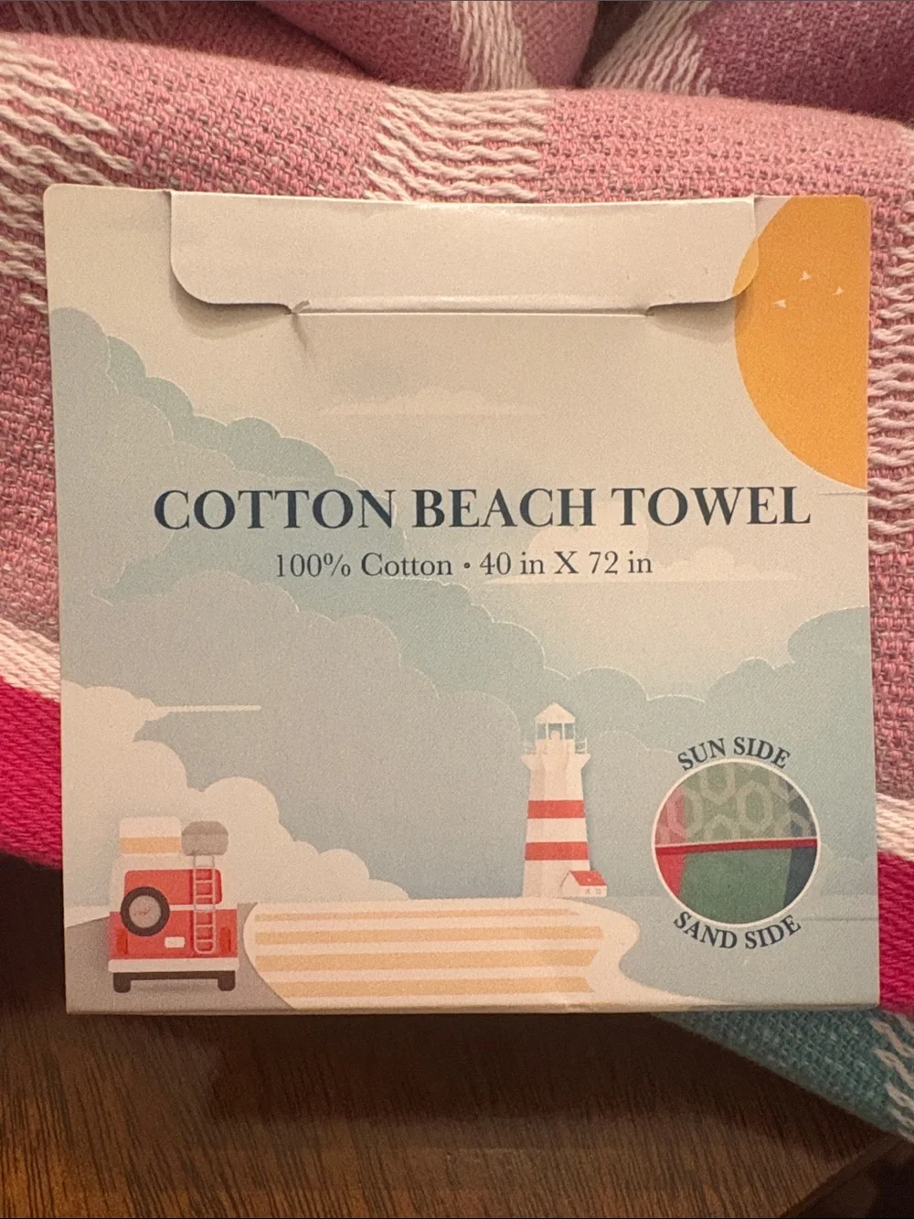 Cotton Beach Towel in Pink and White Stripes